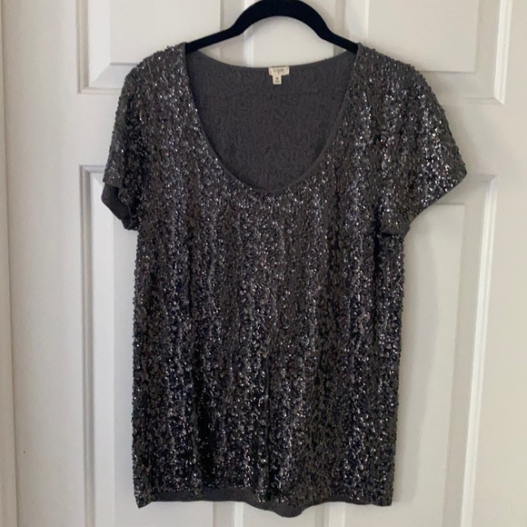J. Crew dark grey sequin tee - Picture 1 of 3